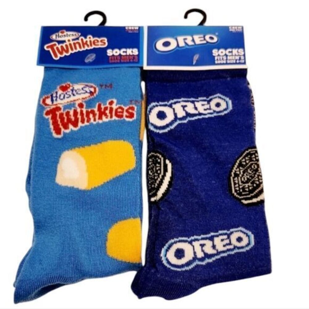 Novelty Crew Socks Cookies and‎ Twinkies Mens Size 6-12
